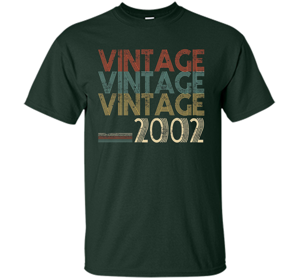 Retro Classic Vintage 2002 - 15th Gift 15 Yrs Years Old cool shirt Forest Green