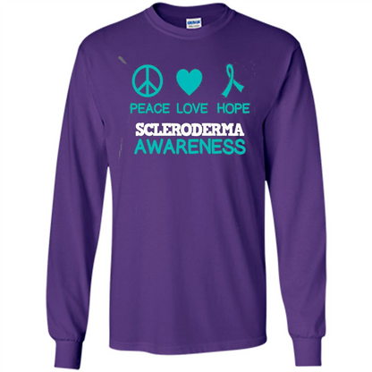 Scleroderma Awareness Ribbon Support T-shirt Peace Love Hope T-shirt Purple