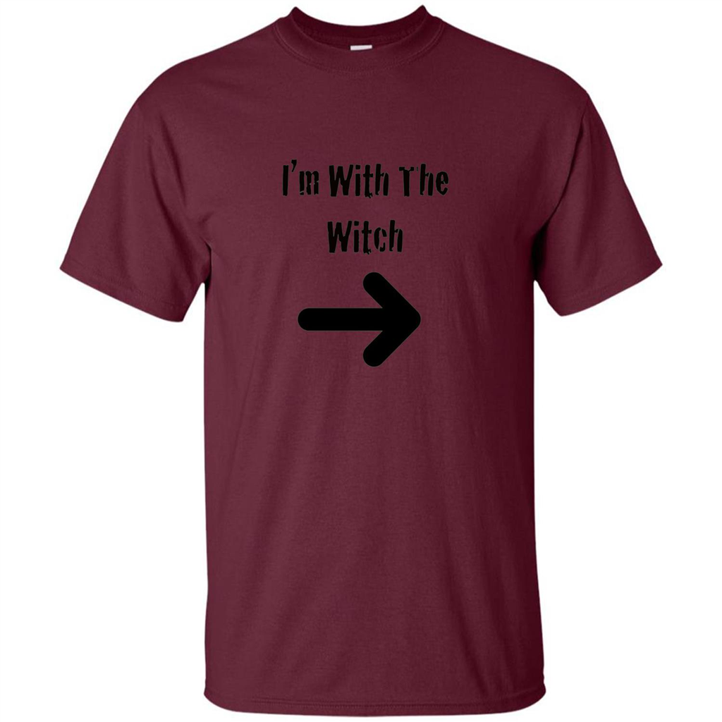 Halloween Couples Costume T-shirt I'm With The Witch Maroon