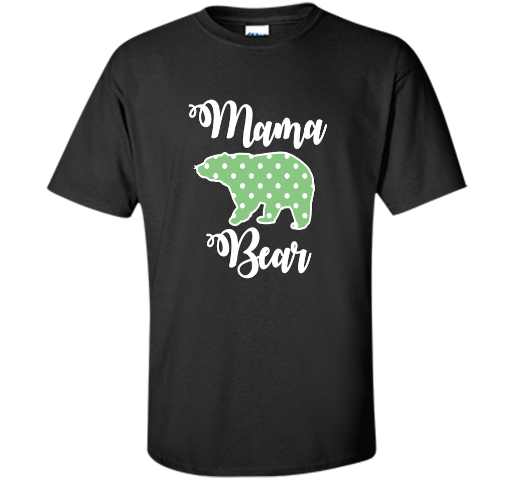 Women's Mama Bear T-Shirt | Mama Bear Polka Dot Shirt shirt Black