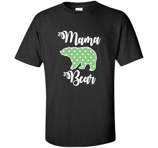 Women's Mama Bear T-Shirt | Mama Bear Polka Dot Shirt shirt Black