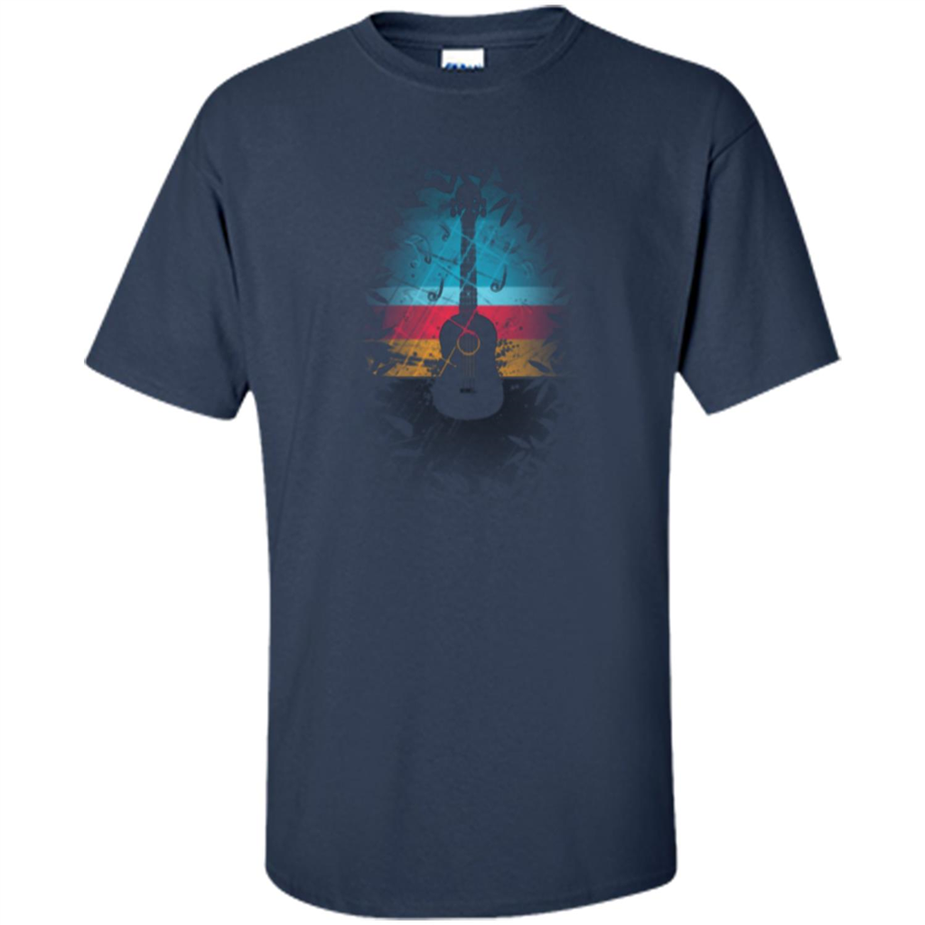 Guitar Vintage Sunset Uke And Instruments T-shirt Navy