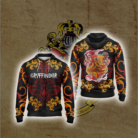 Harry Potter Hogwarts Castle - Gryffindor House Wacky Style Version 1 Unisex Zip Up Hoodie