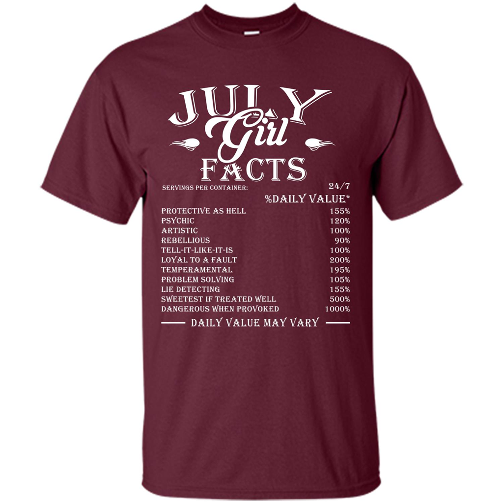July Girl Facts T-shirt Maroon