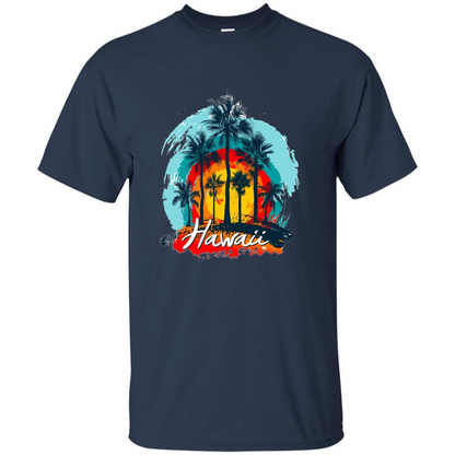 Summer T-shirt Hawaiian Islands Aloha T-Shirt Navy
