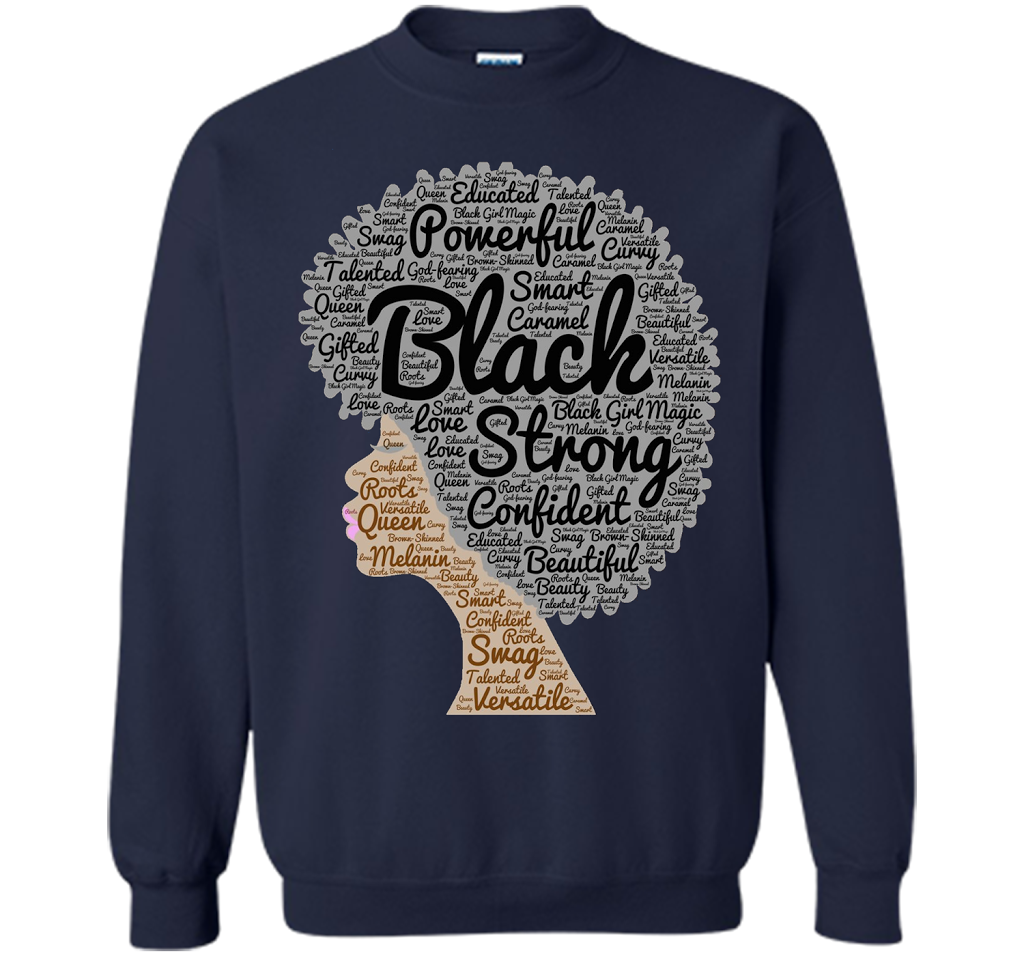 Afro Word Art Natural Hair T-Shirt for Black Women shirt Navy
