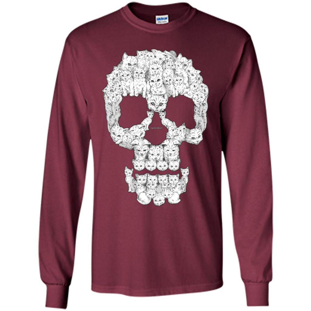 Skulls Are For Pussies Cats T-shirt Maroon