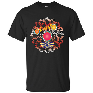 Diwali T-shirt Vibrant Rangoli Lamp And Firecrackers Diwali Tshirt