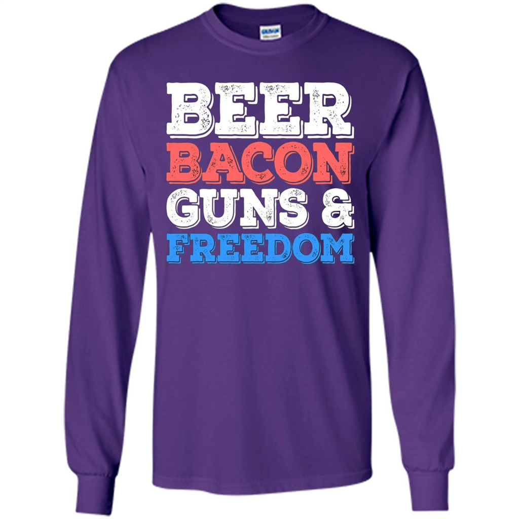 Beer Bacon Guns And Freedom T-Shirt Fourth of July Gift Purple