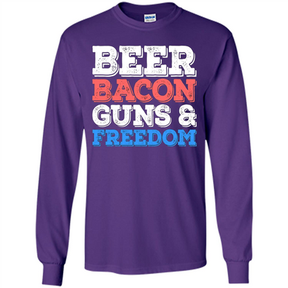 Beer Bacon Guns And Freedom T-Shirt Fourth of July Gift Purple