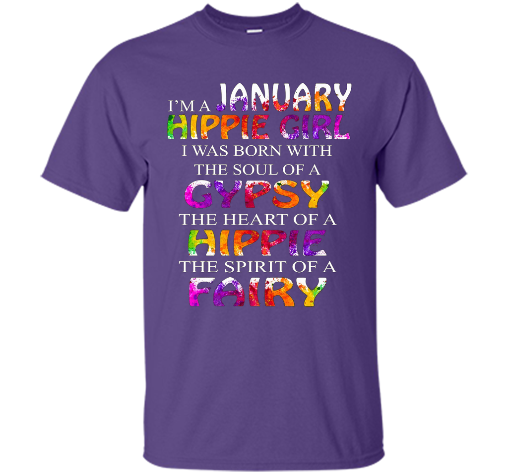 I'm A January Hippie Girl T-shirt Purple