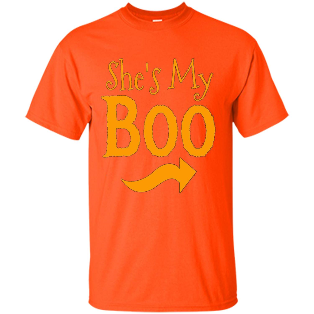 She's My Boo - Halloween Couples T-shirts For Him and Her Orange