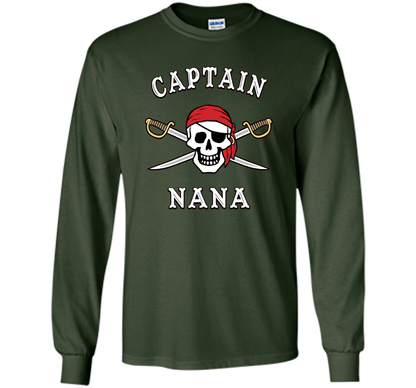 Captain Nana Funny Pirate T-shirt cool shirt Forest Green