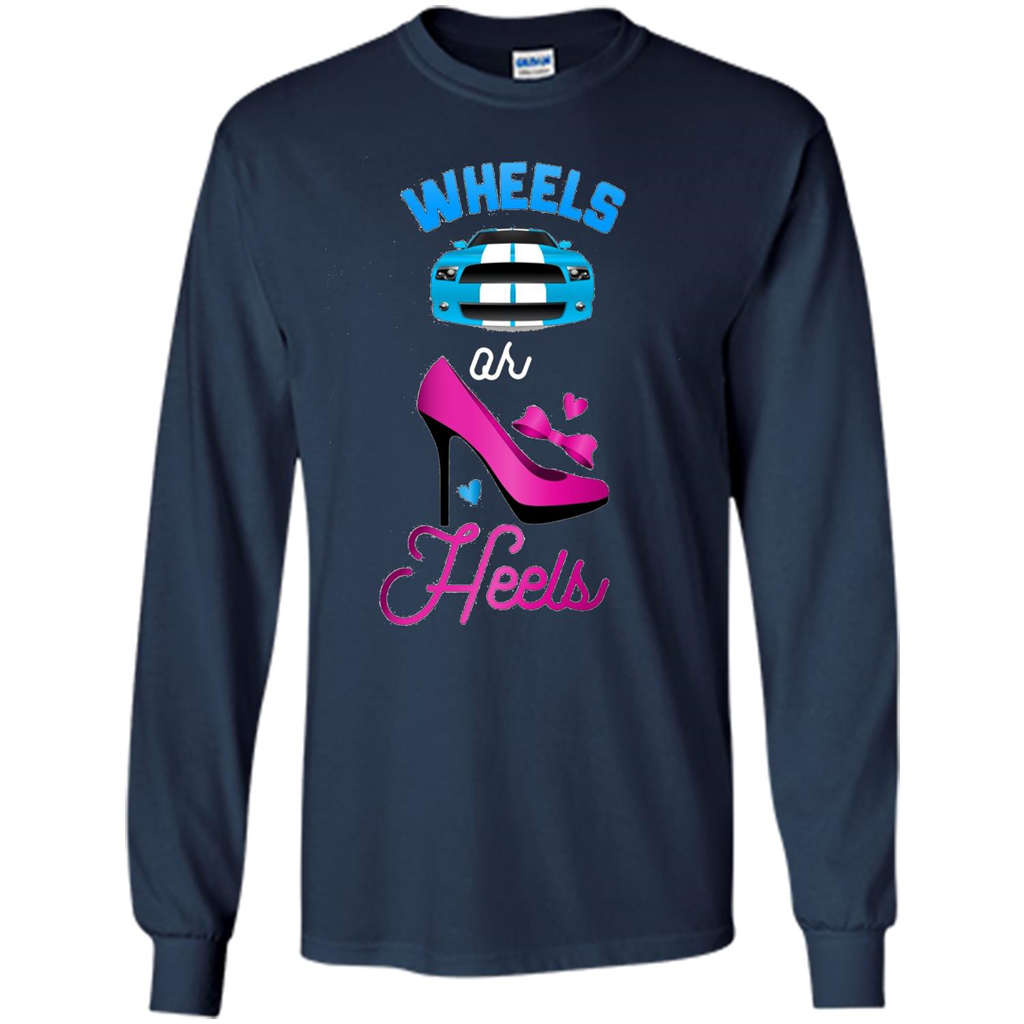 Wheels Or Heels We Love You Gender Reveal Party T-shirt Navy