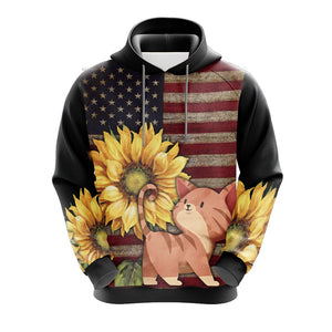 Cat Sunflower Unisex 3D Hoodie