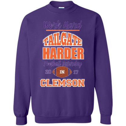 Work Hard Tailgate Harder in Clemson SC Game Day T-shirt Purple
