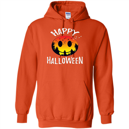 Cute Halloween T-shirt Spooky Camp Happy Face Emoji T-shirt Orange