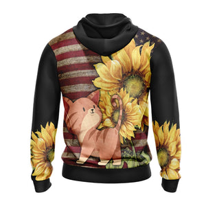 Cat Sunflower Unisex 3D Hoodie