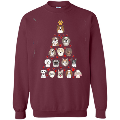 Dog Lover T-shirt Christimas Tree For Dog Lover T-shirt Maroon