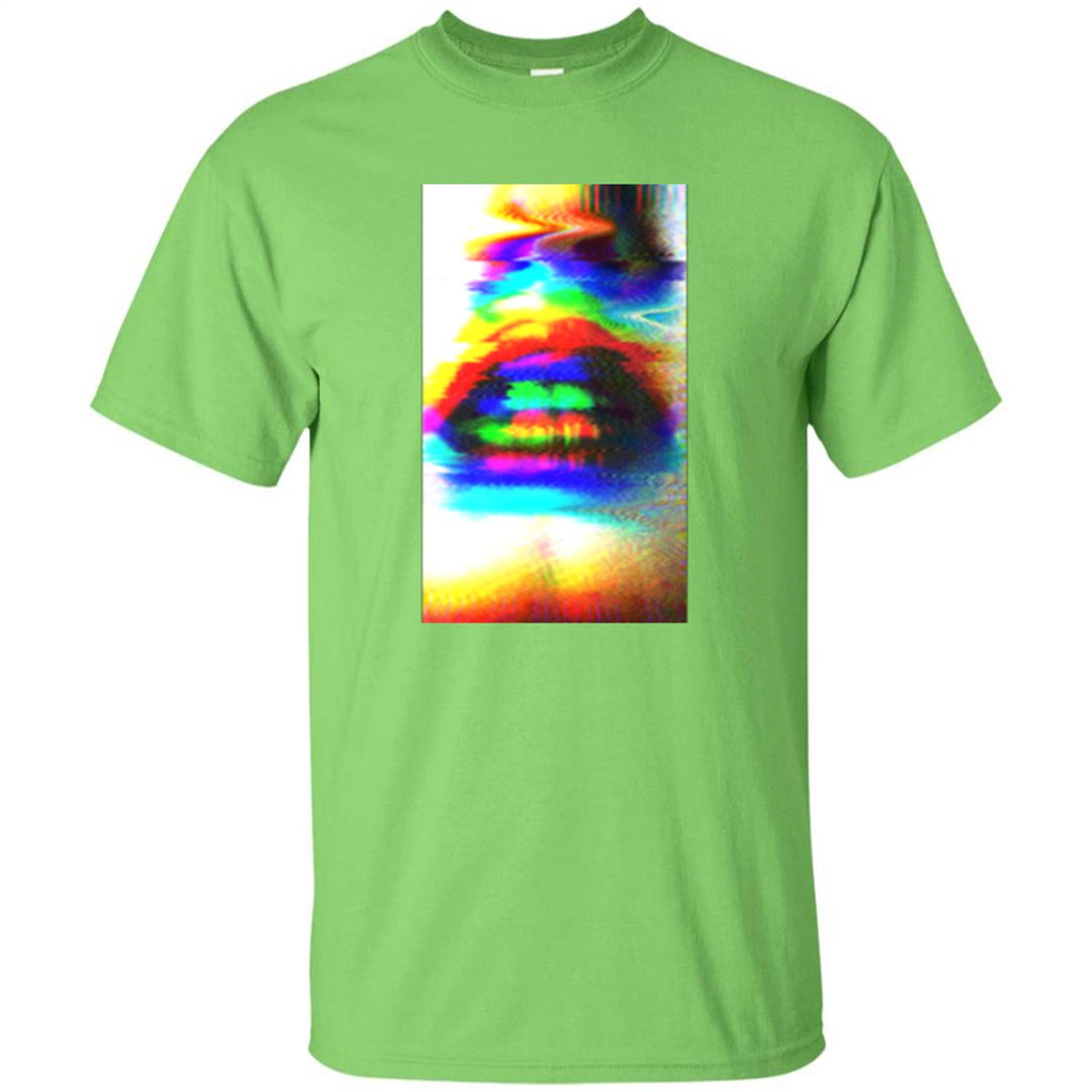 Glitch Art Lips T-shirt Lime