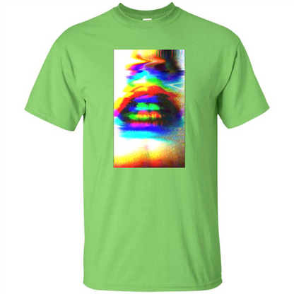 Glitch Art Lips T-shirt Lime