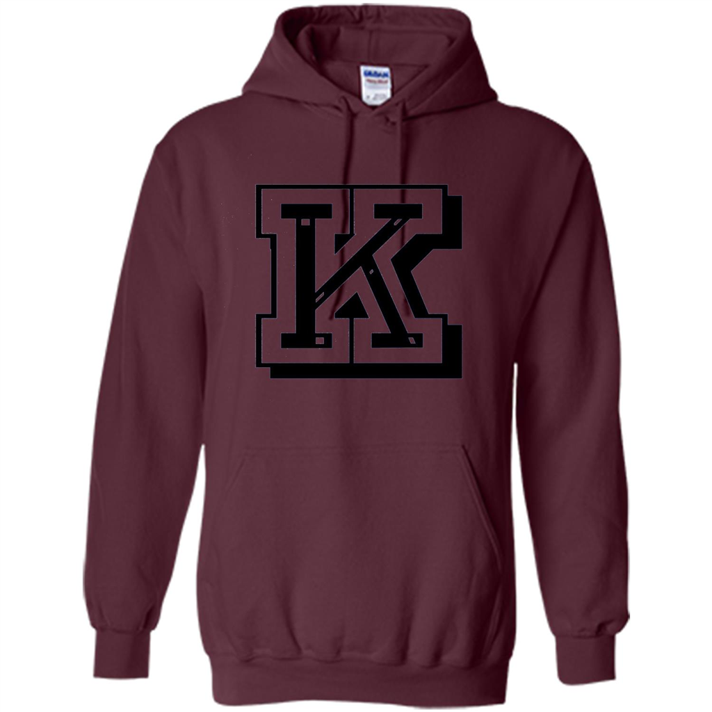 Letter K Initial T-Shirt for Names or Spelling Words Maroon