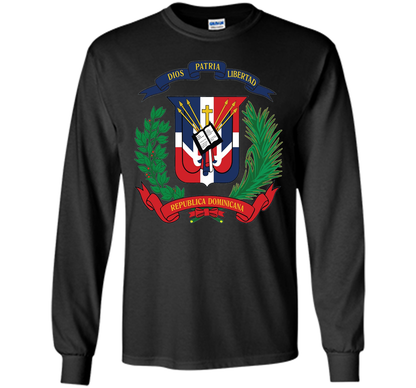 Dominican Republic Coat Of Arms T Shirt National Emblem cool shirt Black