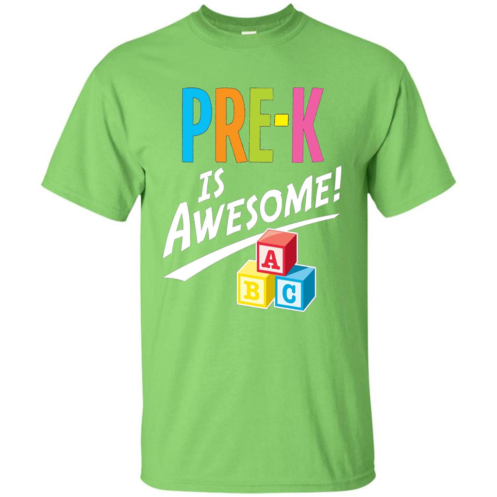 School Teacher T-shirt Pre-K Is Awesome ABC Blocks T-shirt Lime