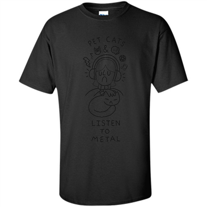 Love Cat T-shirt Listen To Metal Black