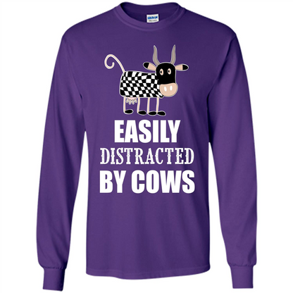 Cow T-shirt Easily Distracted By Cows T-shirt Purple