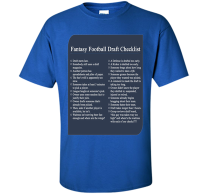 Fantasy Football Draft Checklist T-shirt