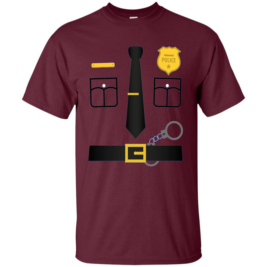 Policeman Costume T-Shirt Halloween Outfit T-shirt Maroon