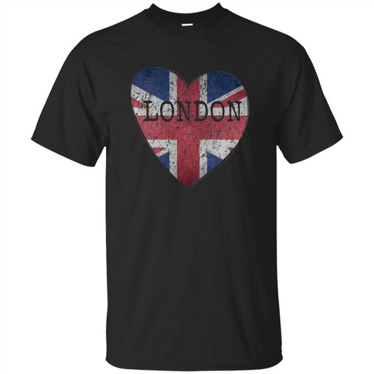 London Flag UK Heart T-shirt Black