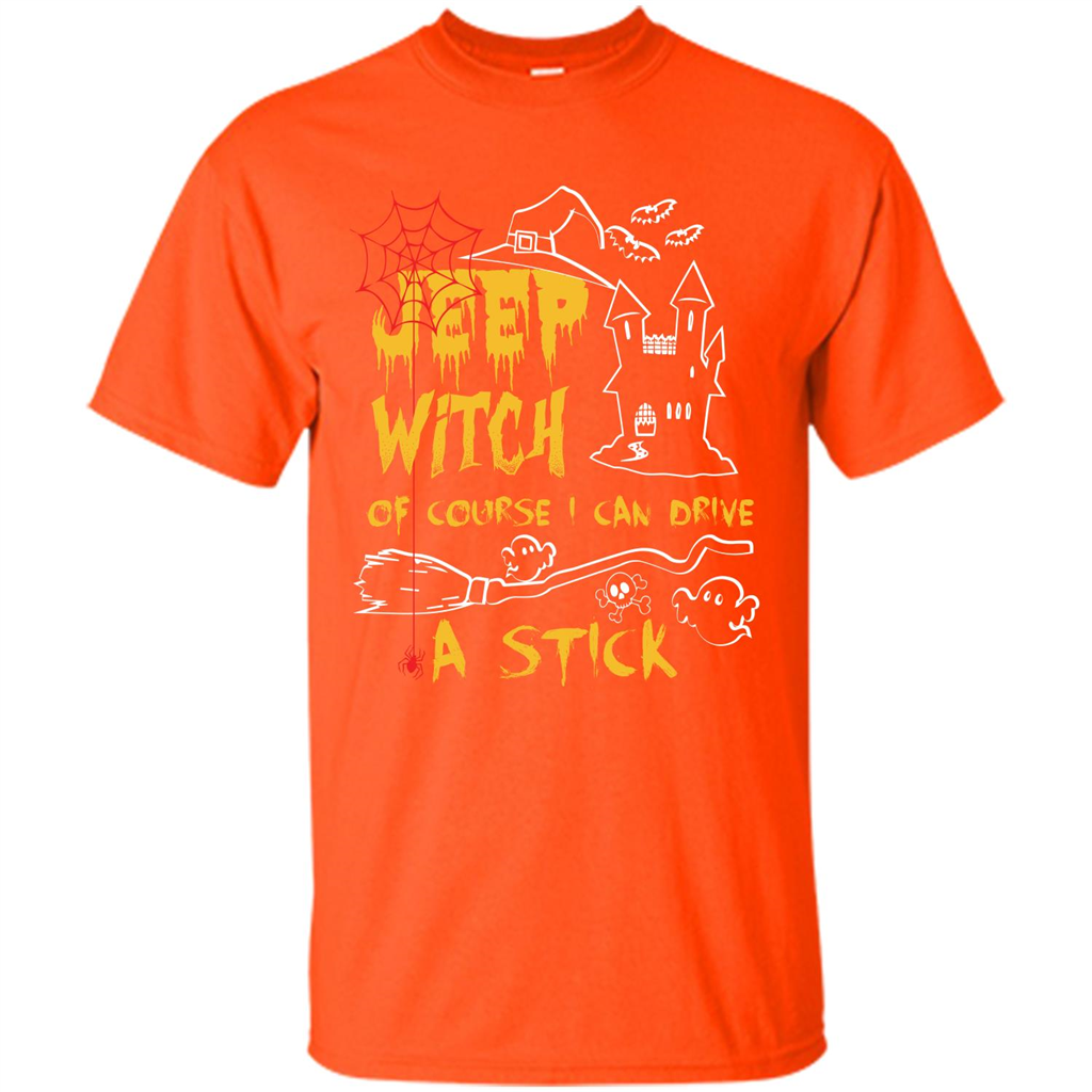 Halloween T-shirt Jeep Witch Of Course I Can Drive A Stick T-shirt Orange
