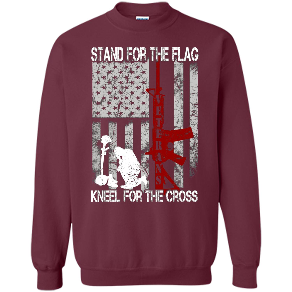 Mens Stand for the flag Kneel for the cross T Shirt Maroon