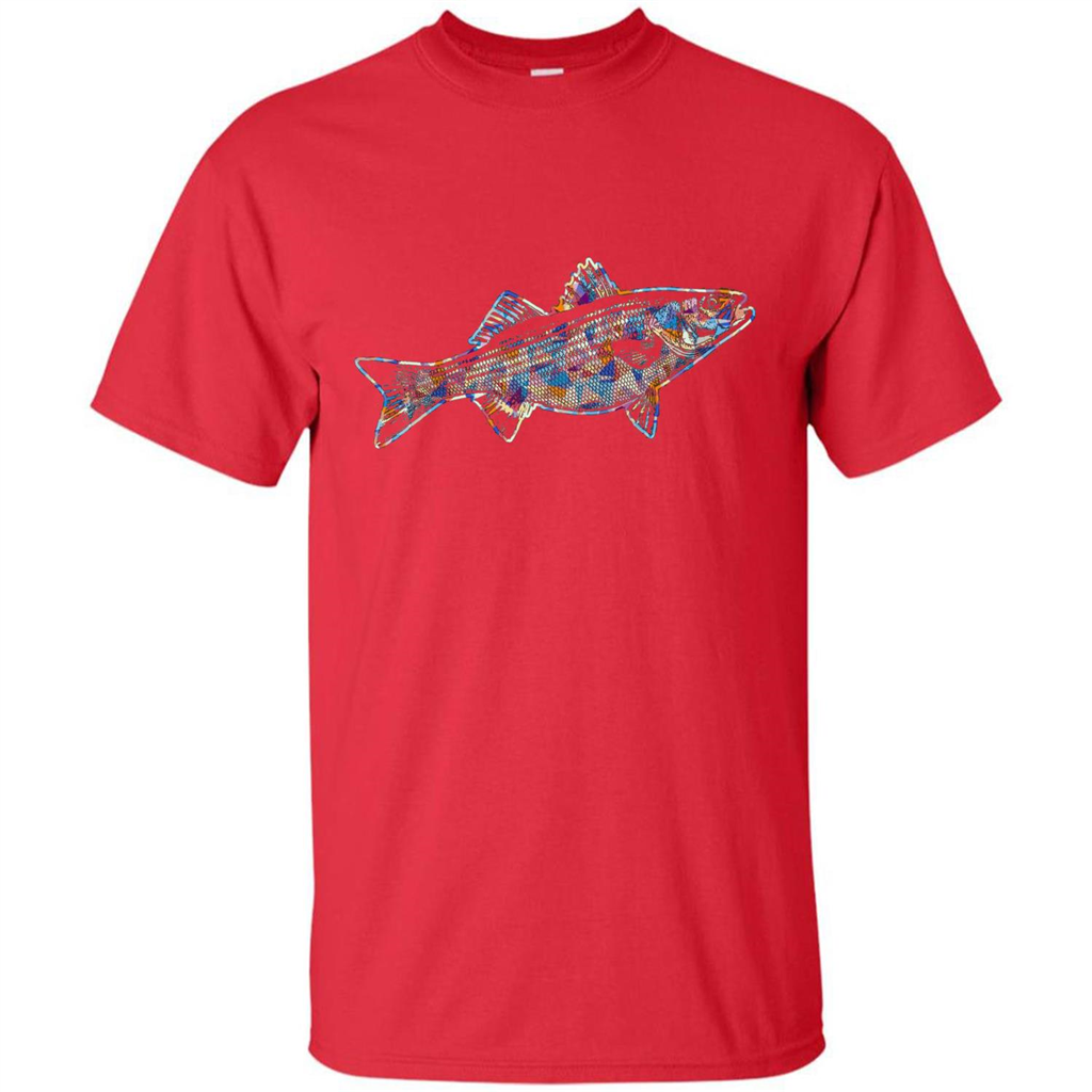 Striped Bass T-shirts - Love Striped Bass Colorful T shirts Red