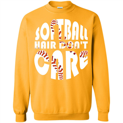 Softball Lover T-shirt Softball Hair Don't Care T-shirt Gold