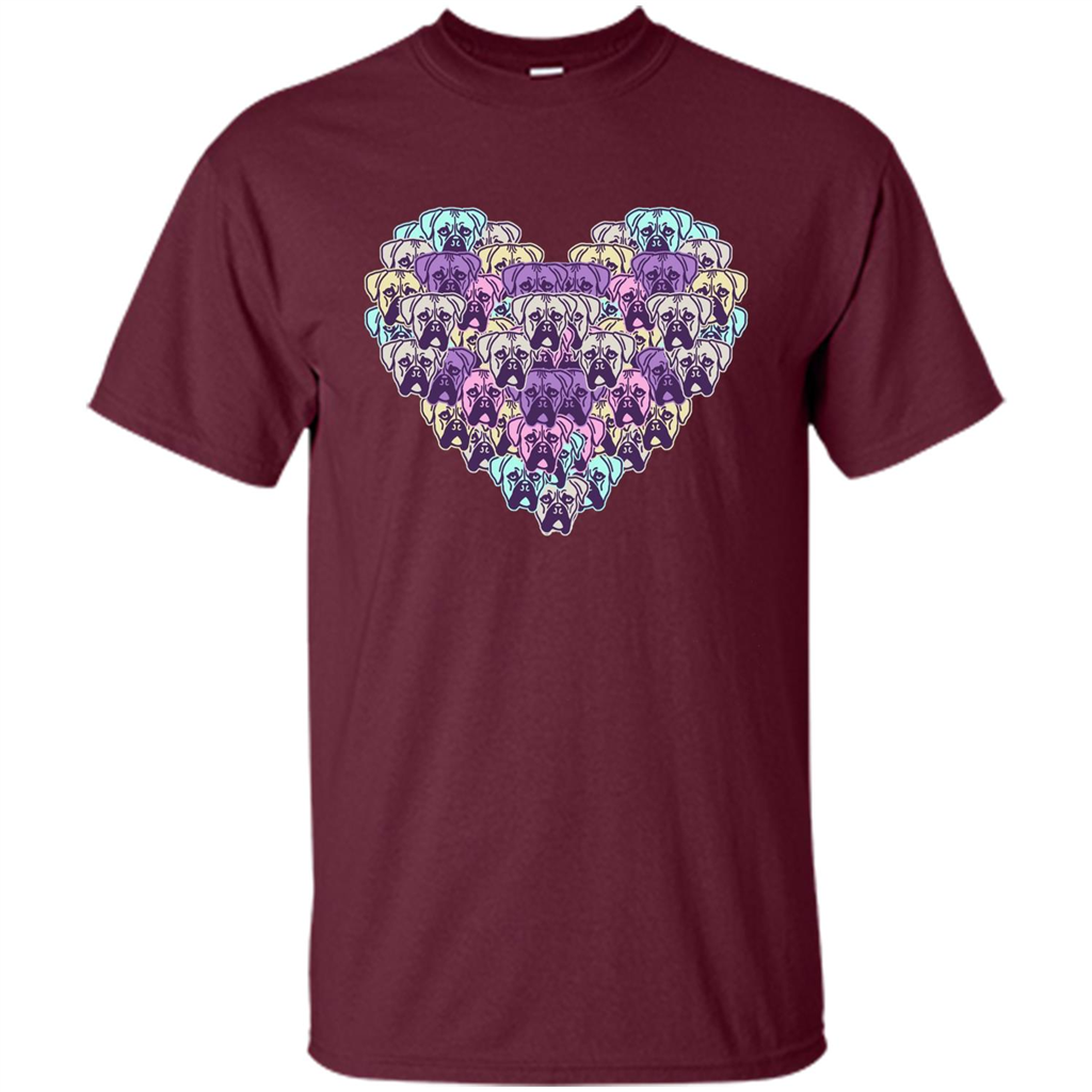 Boxer Dog Heart Mosaic Dog Lover T-shirt Maroon