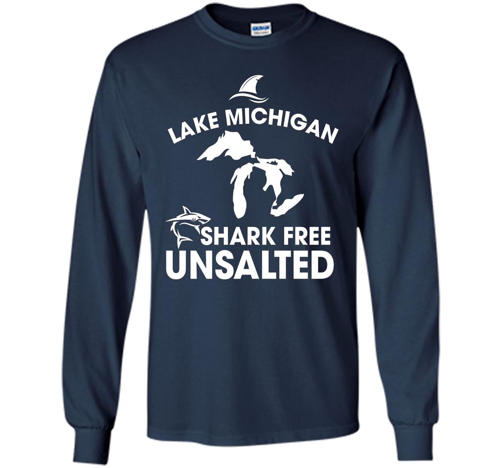 Lake Michigan T-Shirt Unsalted Shark Free Great Lakes T-shirt Navy