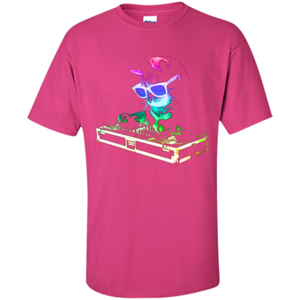 Cat Lover T-shirt House Cat Rainbow DJ Kitty Heliconia