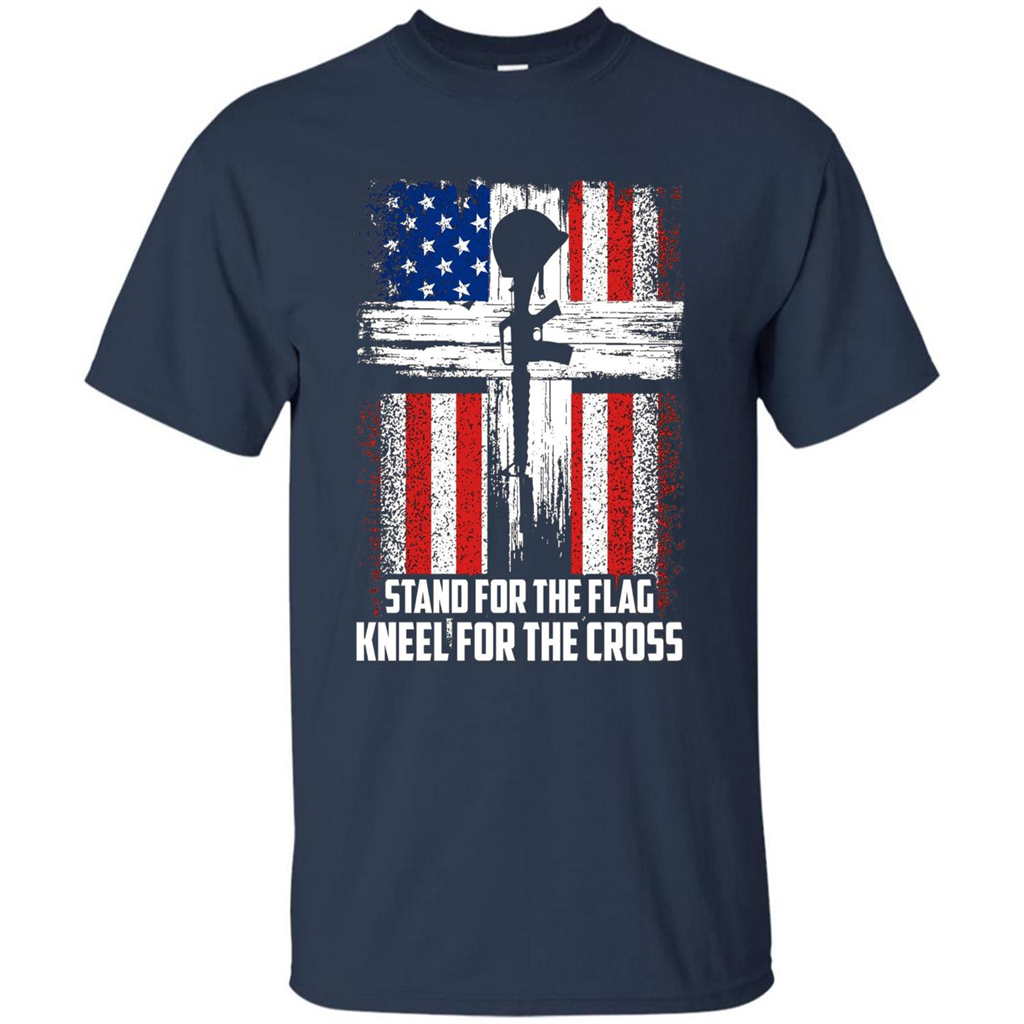 Military T-shirt Stand For The Flag Kneel For The Cross T-Shirt Navy
