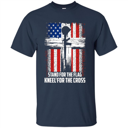 Military T-shirt Stand For The Flag Kneel For The Cross T-Shirt Navy