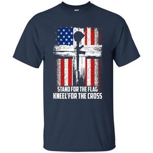 Military T-shirt Stand For The Flag Kneel For The Cross T-Shirt