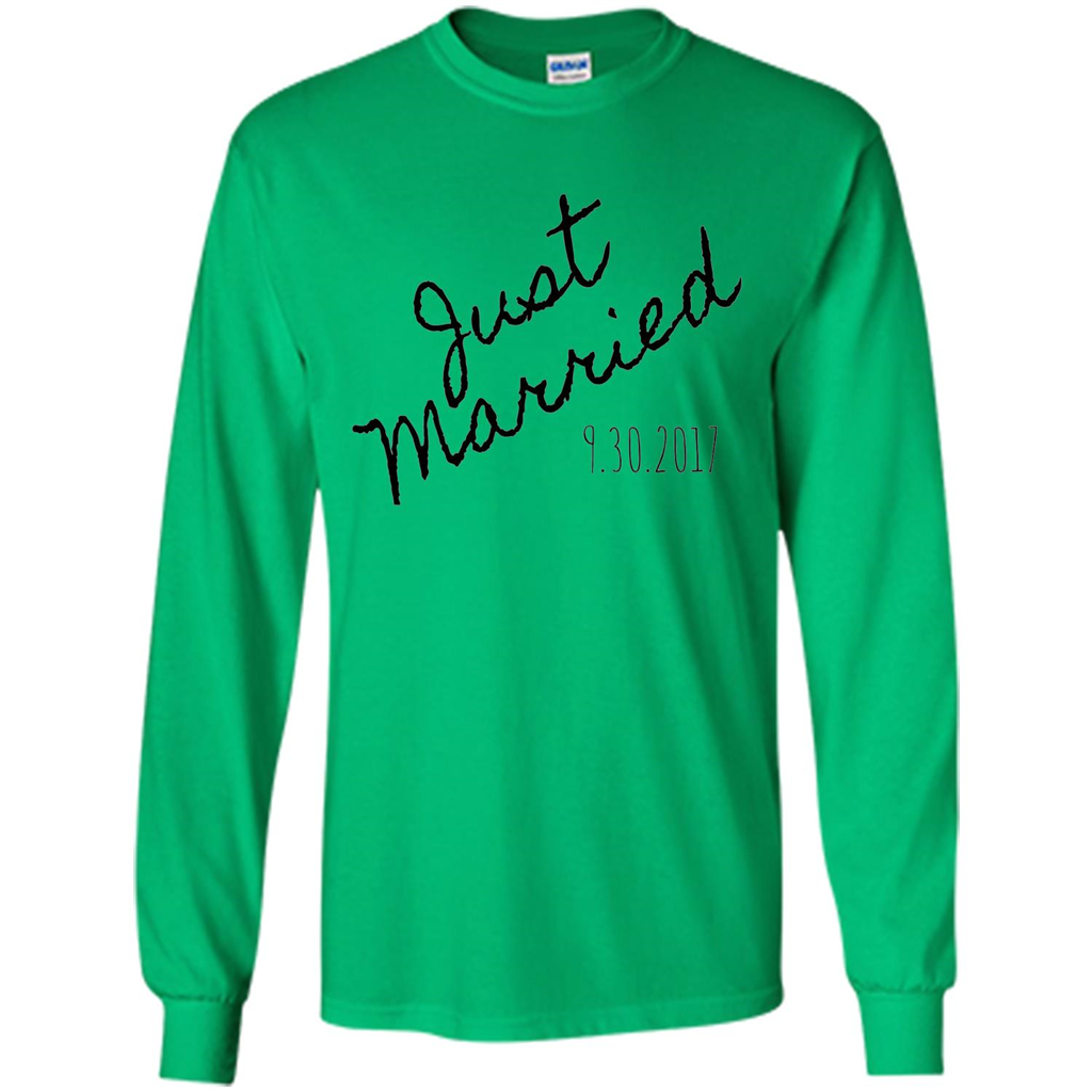 Just Married Honeymoon September 30 2017 Wedding T-Shirt Irish Green