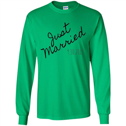 Just Married Honeymoon September 30 2017 Wedding T-Shirt Irish Green