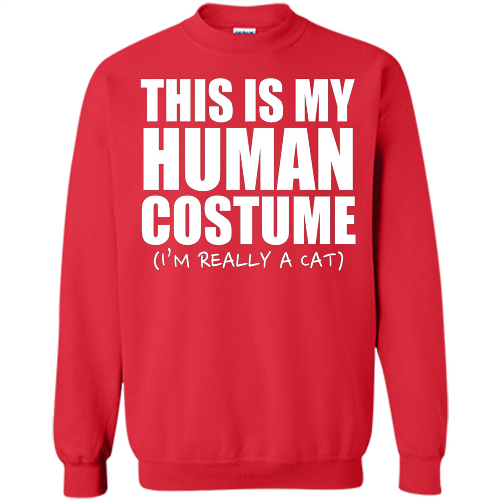 This Is My Human Costume I'm Really A Cat Halloween T-Shirt Red