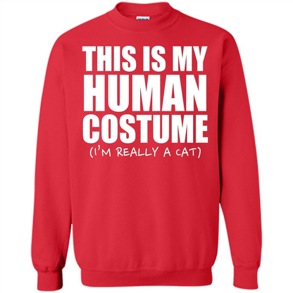 This Is My Human Costume I'm Really A Cat Halloween T-Shirt Red