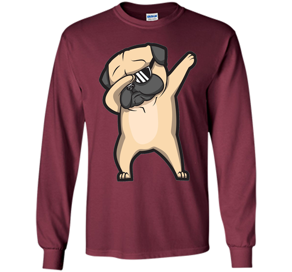 Dabbing Pug Shirt - Cute Funny Dog Dab T-Shirt t-shirt Maroon
