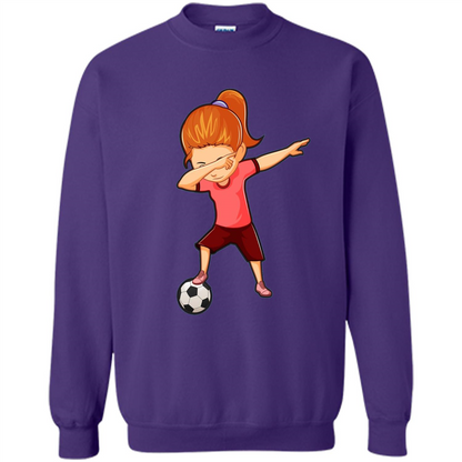 Soccer T-shirt For Girls Funny Dabbing Dab Dance Soccer Ball Orange