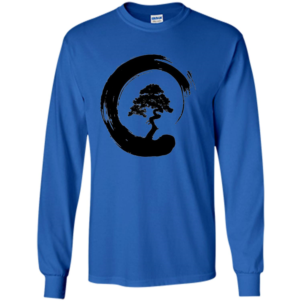 Bonsai Tree in Enso Circle - Buddhist Zen Calligraphy t-hirt Royal
